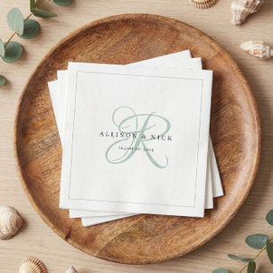 Guardanapos de casamento minimalista monograma ver