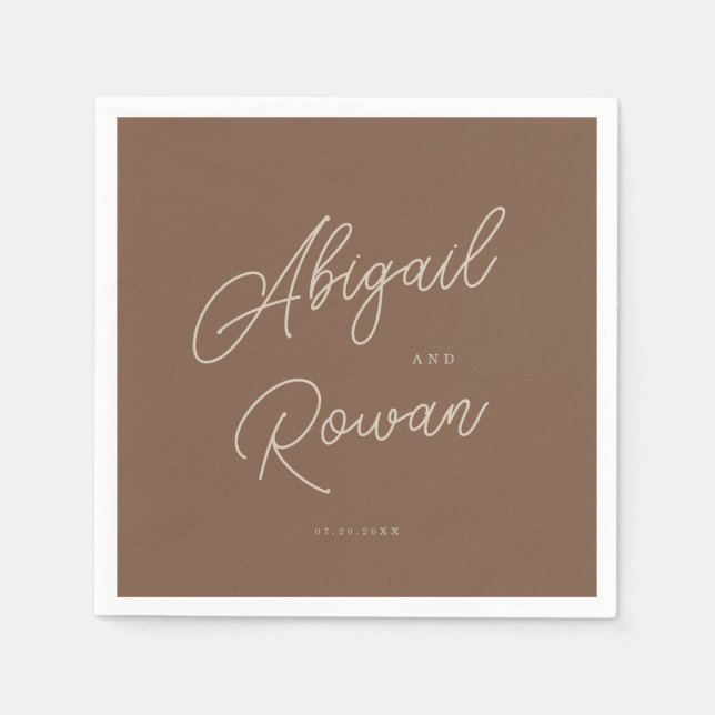 Guardanapos de casamento minimalistas castanhos be (Frente)