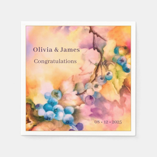 Guardanapos de Casamento Mirtilo | Personalizados (Frente)