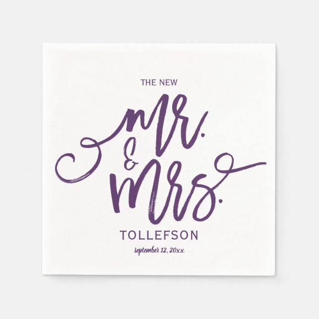 Guardanapos de Casamento Modernos | Brush Script ( (Frente)