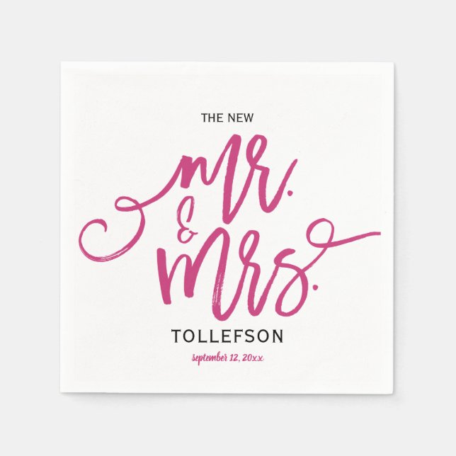 Guardanapos de Casamento Modernos | Brush Script ( (Frente)