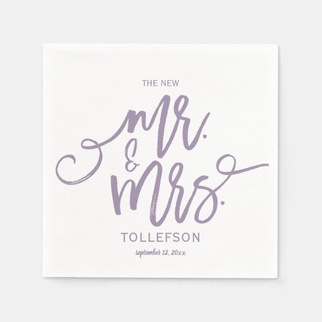 Guardanapos de Casamento Modernos | Brush Script ( (Frente)