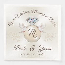 Guardanapos de casamento Monograma de Marfim, Anel