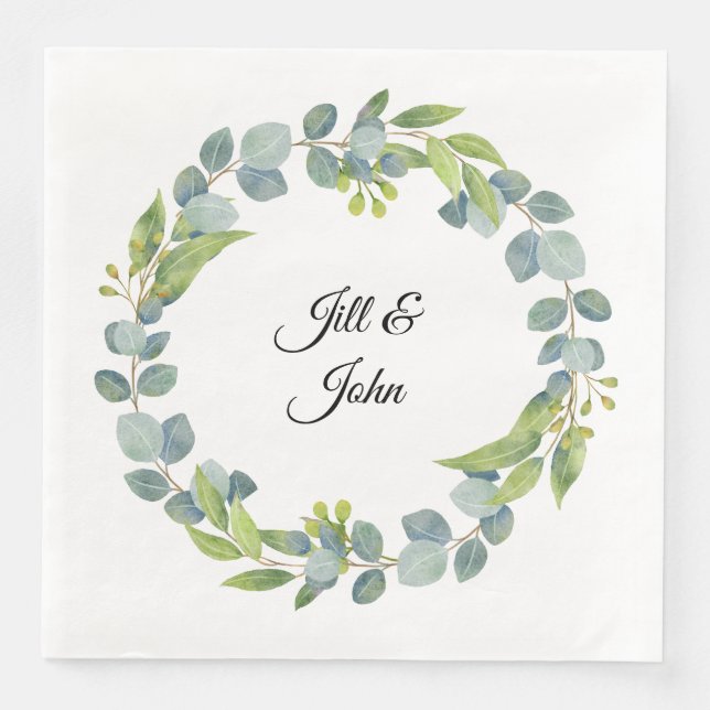 Guardanapos de casamento personalizados com coroa  (Frente)