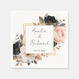 Guardanapos de casamento personalizados com flores