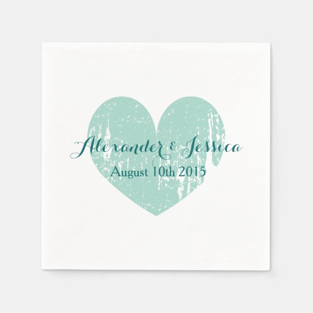 Guardanapos de casamento personalizados de coração (Frente)