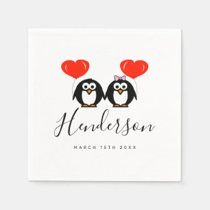 Guardanapos de casamento personalizados de pinguin