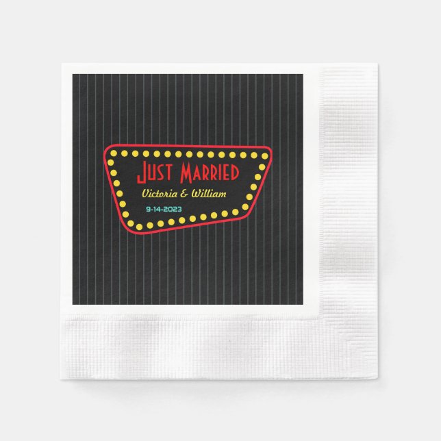 Guardanapos de casamento personalizados retrô (Frente)