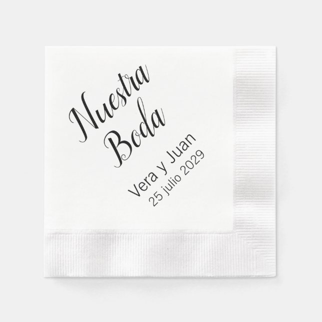 Guardanapos de casamento personalizados Spanish Nu (Frente)