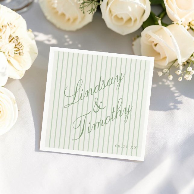 Guardanapos de casamento personalizados verde sage (Criador carregado)