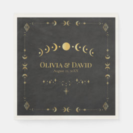 Guardanapos de Casamento Preto e Dourado Celestial