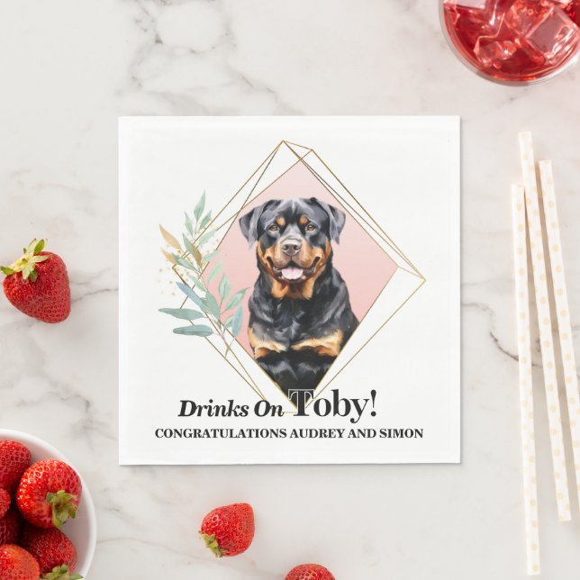 Guardanapos de Casamento Rottweiler Com Foto de Cã (Insitu)