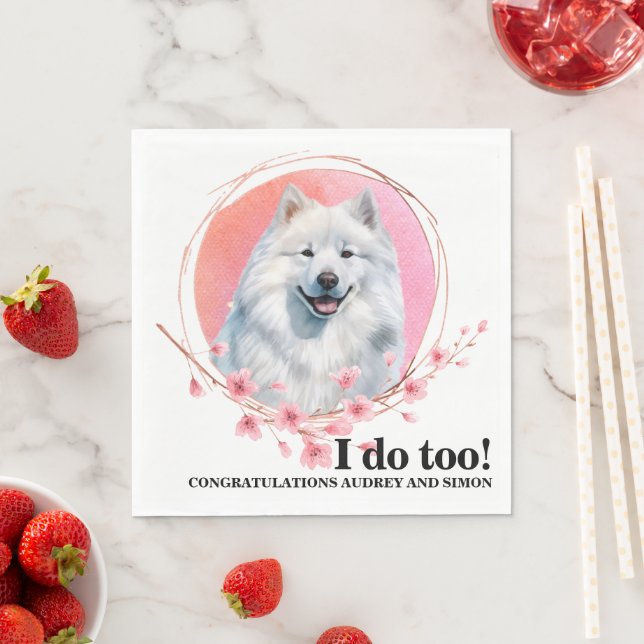 Guardanapos de Casamento Samoyed Com Foto de Cães (Insitu)