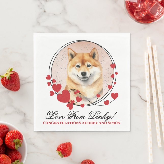 Guardanapos de casamento Shiba inu com foto de cac (Insitu)