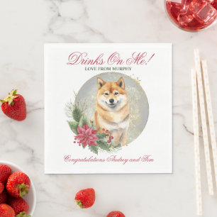 Guardanapos de casamento Shiba inu com foto de cãe