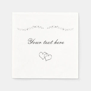 Guardanapos de casamento Silver Hearts & Sparkle