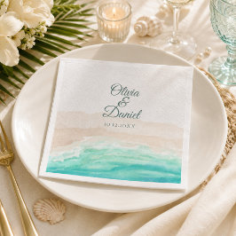 Guardanapos de casamento tropical em aquarela na p