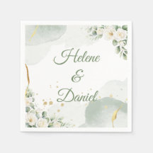 Guardanapos de casamento Verde e Dourado Floral El