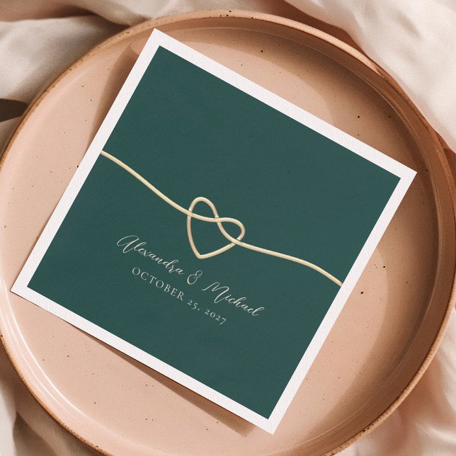 Guardanapos de Casamento Verde Esmeralda com Coraç (Criador carregado)