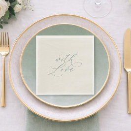 Guardanapos de casamento verde sage com amor