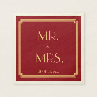 Guardanapos de casamento vermelhos Art Deco O Gran