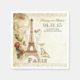 Guardanapos de casamento vintage da torre Eiffel d