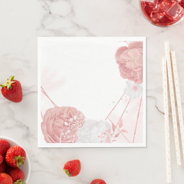 guardanapos de casamentos botânicos de flores rosa (Insitu)