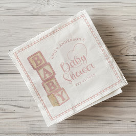 Guardanapos de Chá de Bebê Blocos de Bebê Rosa Emp