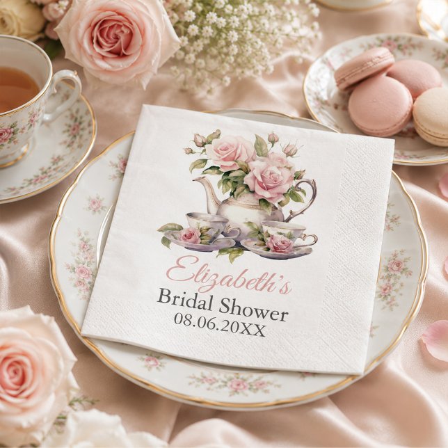 Guardanapos de Chá de Festa de Noiva Rosa Bege (Blush Pink Bridal Shower Tea Party Napkins)