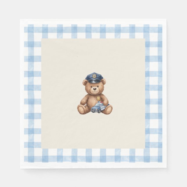 Guardanapos de Chás de Bebê Urso de Pelúcia Políci (Frente)