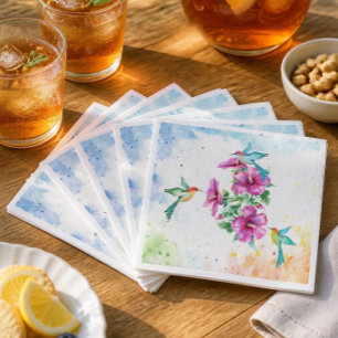 Guardanapos de Cocktail Aquarela com Três Beija-fl