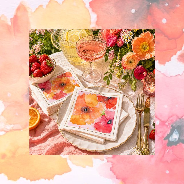 Guardanapos de Cocktail com Aquarela Floral | Fest (Colorful Hand Painted Florals celebrate everyday ! Birthdays, Anniversaries, Garden Parties, Events.)