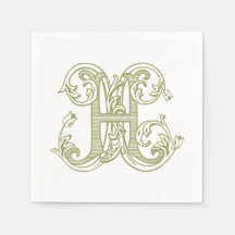 Guardanapos de Cocktail com Monograma "H" Verde Ol