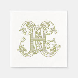 Guardanapos de Cocktail com Monograma "H" Verde Ol