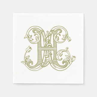 Guardanapos de Cocktail com Monograma "H" Verde Ol