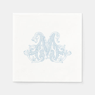 Guardanapos de Cocktail com Monograma "M" Azul Cla
