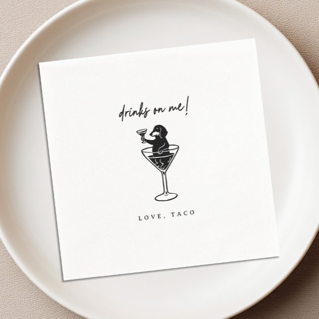 Guardanapos de Cocktail Dachshund Drinks On Me (Criador carregado)