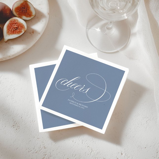Guardanapos de Cocktail de Casamento Azul Elegante (Criador carregado)