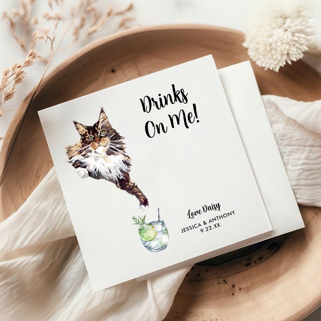 Guardanapos de Cocktail de Casamento de Gato (Criador carregado)
