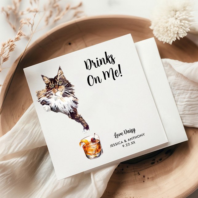 Guardanapos de Cocktail de Casamento de Gato (Criador carregado)