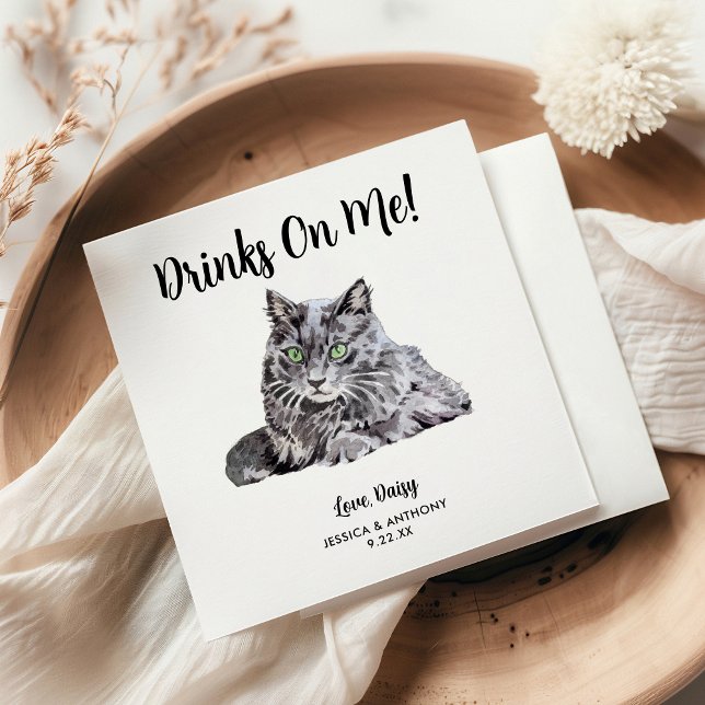 Guardanapos de Cocktail de Casamento de Gato (Criador carregado)