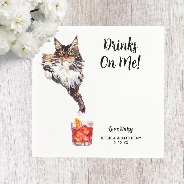 Guardanapos de Cocktail de Casamento de Gato (Criador carregado)