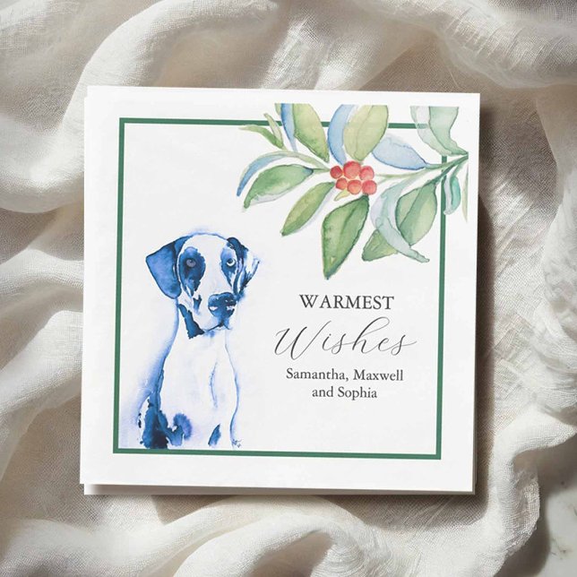Guardanapos de Cocktail de Natal com Retrato de Ca (Custom cocktail napkins with watercolor dog portraits for weddings, showers, and xmas parties)