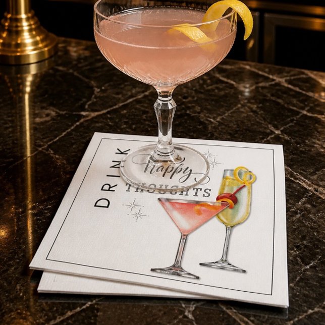 Guardanapos de Cocktail Drink Happy Thoughts (Criador carregado)