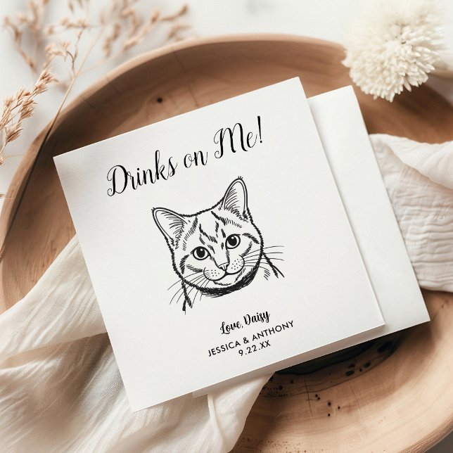 Guardanapos de Cocktail para Casamento de Gato Mod (Criador carregado)