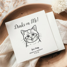 Guardanapos de Cocktail para Casamento de Gato Mod
