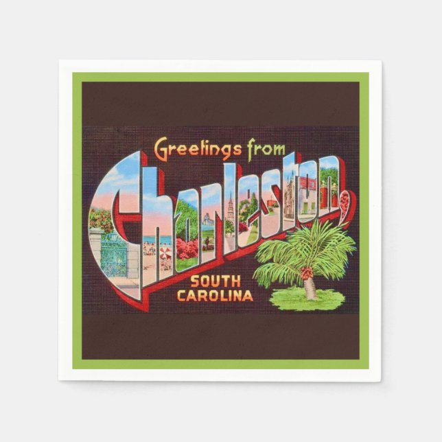 Guardanapos de Cocktail Saudações Charleston SC (Frente)