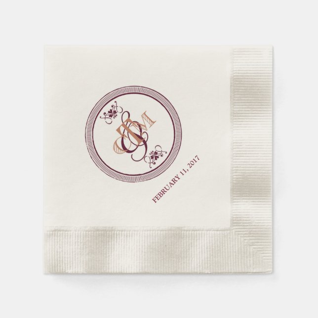 Guardanapos de coquetel monogramas C e M (Frente)