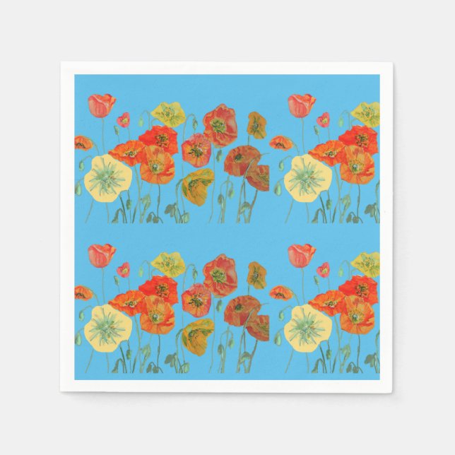 Guardanapos de decoração de poppy desbotado laranj (Frente)