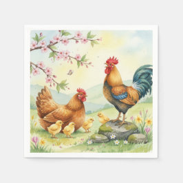 Guardanapos de fazenda de galinha frango primavera